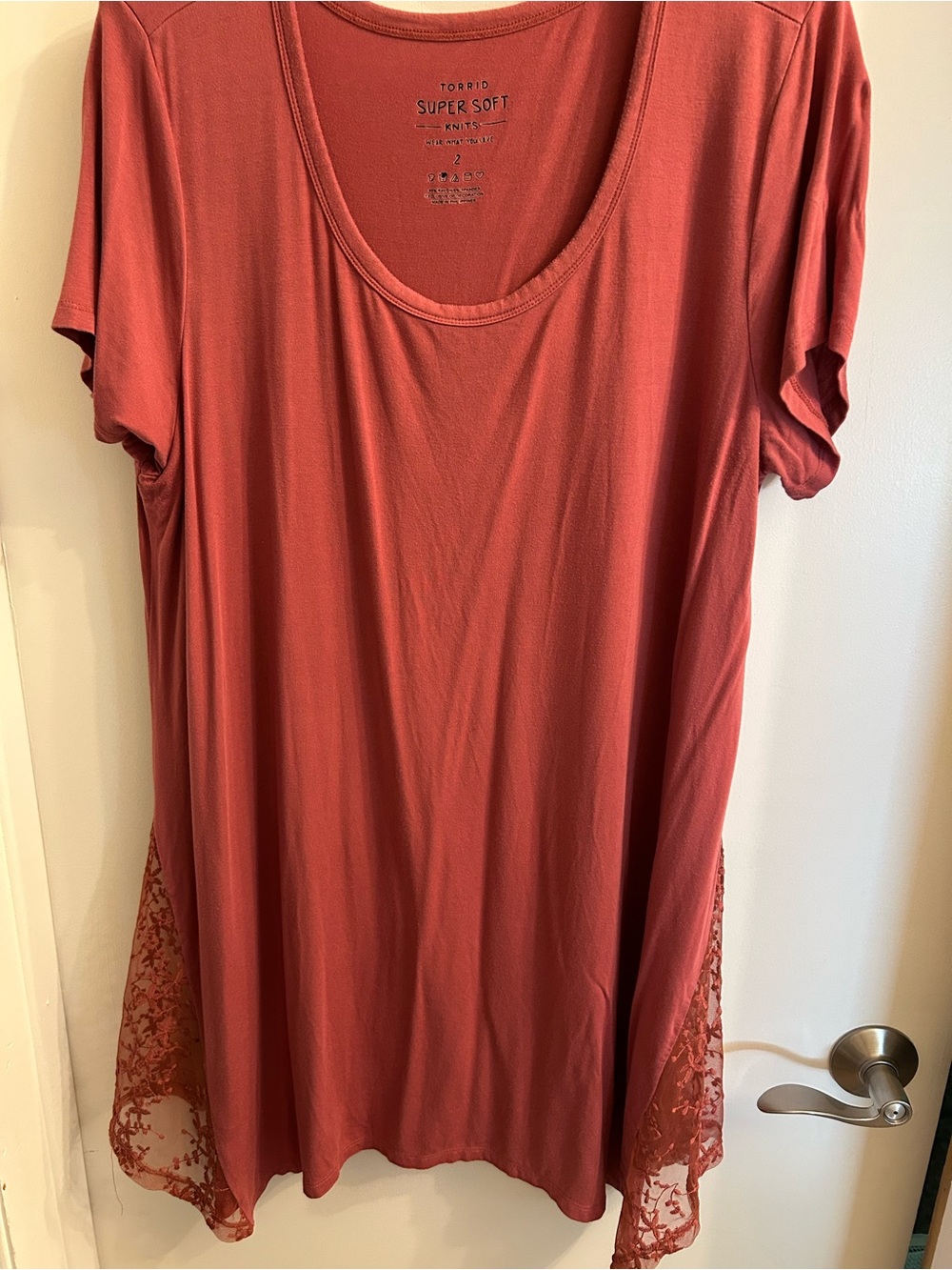 torrid Lace-Panel Scoop Neck Tunic in Terracotta